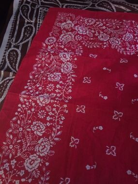 Red Floral Bandana-Style Bed Throw